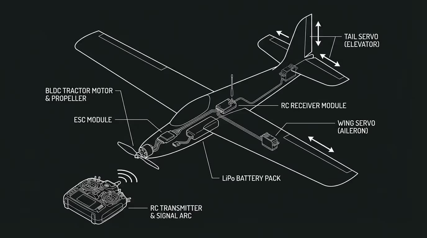 RC Fixed-Wing Glider — Servo Actuation & Aerodynamics system architecture