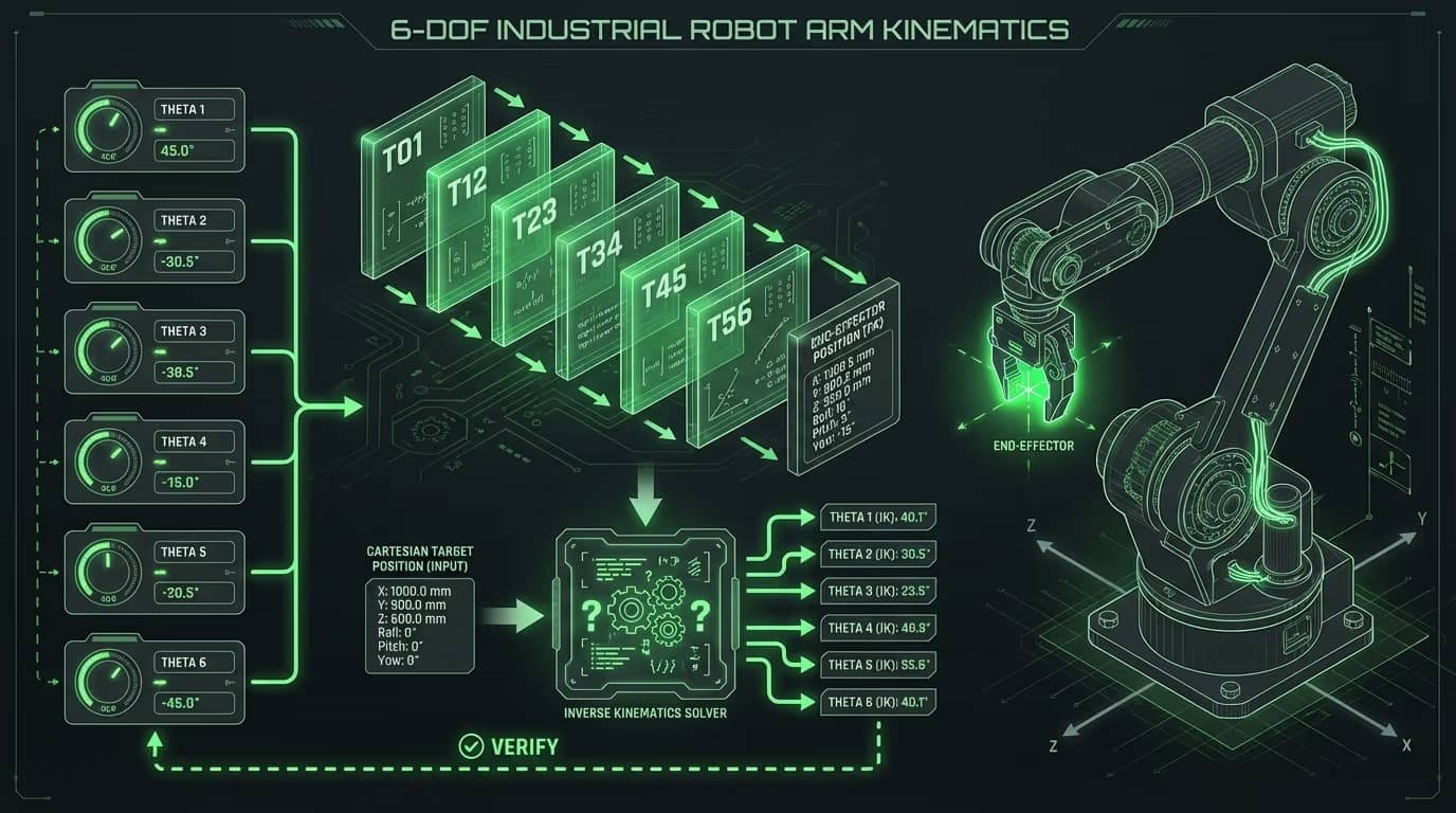 PUMA 6-DOF Robot Arm — Forward & Inverse Kinematics system architecture